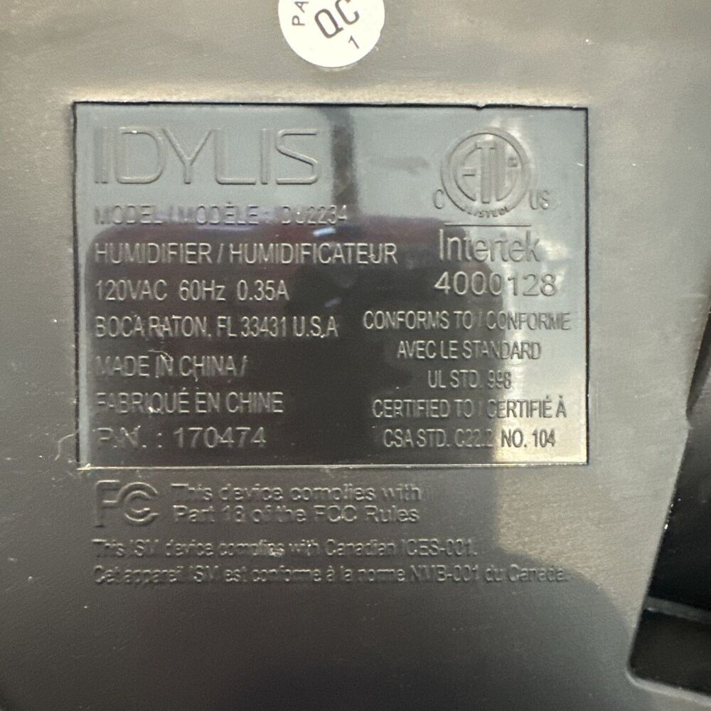 RARE! IDYLIS humidifier model #idu 2234 Complete Tested Working Great - Picture 10 of 10